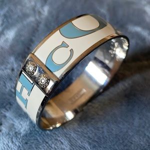 White and blue coach bangle bracelet